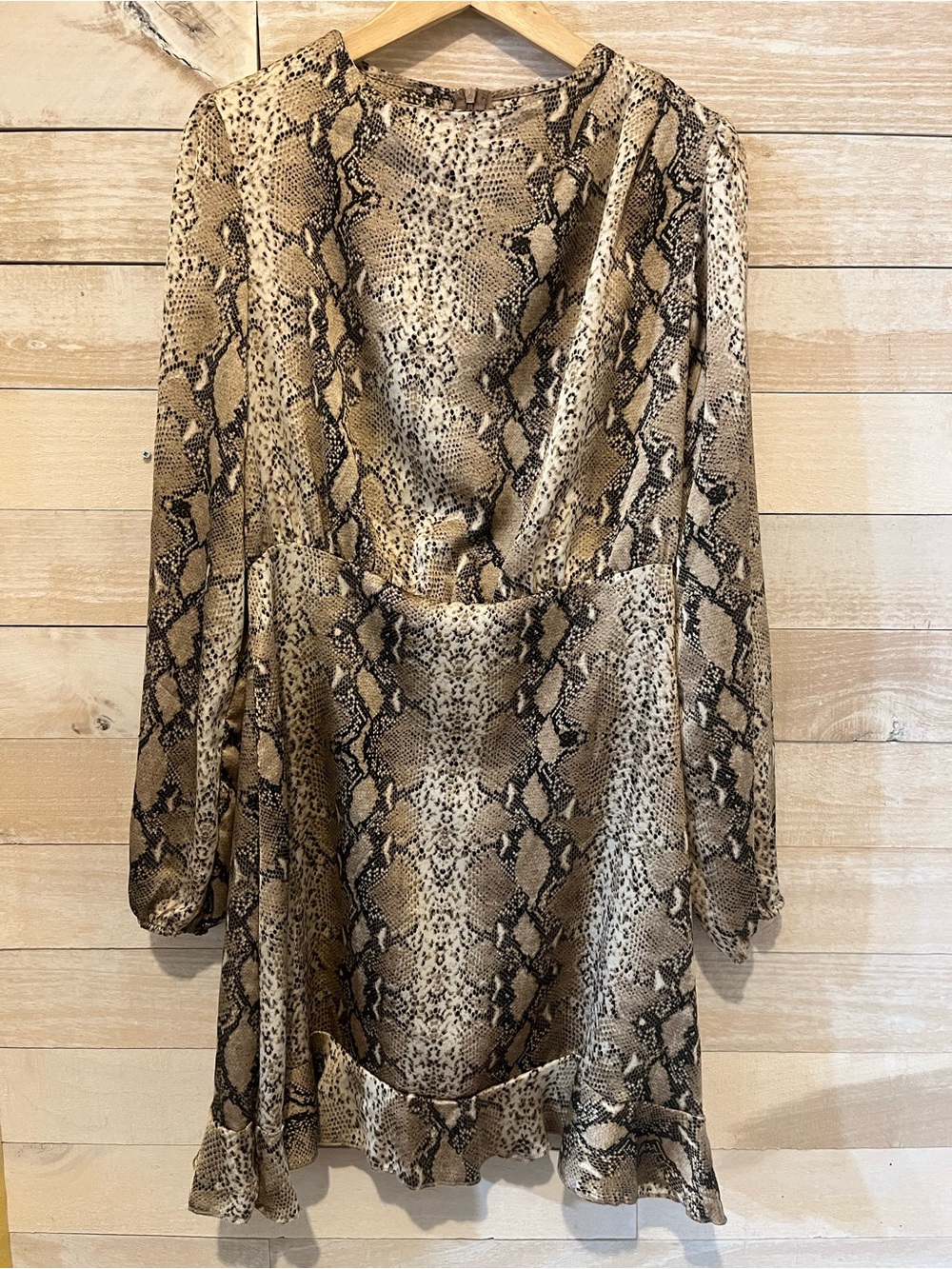 Snake Print Long Sleeve Mini Dress